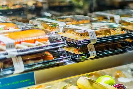 Illustrative packaged food displayed in a retail setting